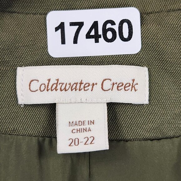Coldwater Creek Jacket Womens 20 Green Linen Cotton Utility Chore Field Casual - Picture 9 of 13